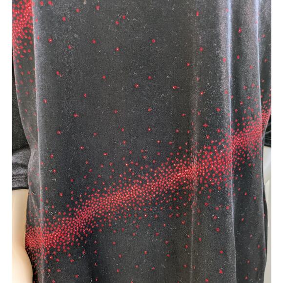 I.N. Studio Velvet Top 3X Black Red Sequined Stretch Holiday Dressy Party NEW - Picture 6 of 12